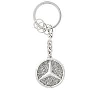 Mercedes-Benz Schlüsselanhaenger St. Tropez, für Damen, Silberfarben, Edelstahl/Kristallglas, Mercedes Stern Design, mit Glaskristallen, 3 Minispaltringe