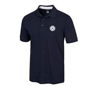 Mercedes-Benz, Schwarzes Herren-Poloshirt mit Sternabzeichen, 100 % Baumwolle, offizielles Produkt., Marineblau, L