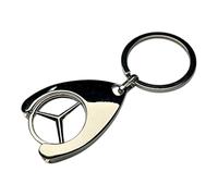 Mercedes Original Schlüsselanhänger mit Einkaufswagenchip, verchromt, TOP Qualität