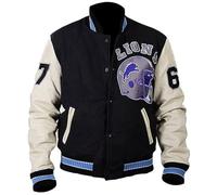 MERCH ATTIRE Beverly Hills Cop Eddie Murphy Baseball Tom Hardy Venom Letterman Varsity Bomberjacke für Herren, 5) Cremefarbene Lederärmel - Wolle vorne, XL