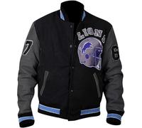 MERCH ATTIRE Beverly Hills Cop Eddie Murphy Baseball Tom Hardy Venom Letterman Varsity Bomberjacke für Herren, 7) Blaue gerippte Lederärmel - Wolle vorne, XL