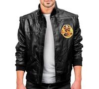 MERCH ATTIRE Cobra Kai Herren-Kostüm, Johnny Lawrence Bomberjacke, echte Kunstjacke, Echtes Leder - schwarze Jacke, L