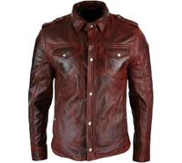 MERCH ATTIRE Herren-Lederhemd, Westernhemd, Knopfleiste, Reißverschluss, große Kollektion, Mehrfarbig: Leder, XXXXL