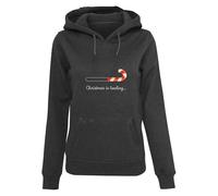 Kapuzenpullover MERCHCODE "Merchcode Damen Ladies Christmas Loading Heavy Hoody", Damen, Gr. M, grau (charcoal), 65% Baumwolle, 35% Polyester, mehrfarbig, normal, ohne Ausschnitt, Pullover Kapuzenpull