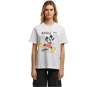 Merchcode Damen T-Shirt Mickey Mouse Enjoy The Now MC1272 Weiß XS