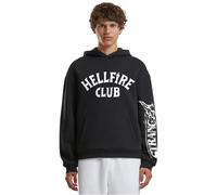 Merchcode Herren Kapuzenpullover Stranger Things Hellfire Club Fluffy Hoody - weiches Fleece, Loose Fit, Kängurutasche, Front- & Backprint, Schwarz, M