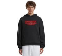 Merchcode Men's MC1451-Stranger Things Neon Sign Fluffy Hoody Hooded Sweatshirt, Black, L
