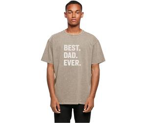 Merchcode Men's MP0006833-Fathers Day-Best Dad Ever Acid Washed Heavy Oversized Tee T-Shirt, darkkhaki, Small