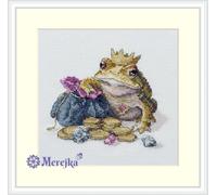Merejka Golden Toad K-280A Counted Cross Stitch Kit - 11x12cm Cross stitch kit with DMC Threads, Zweigart Aida Fabric & Fantastitch Pattern