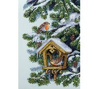 Merejka K-152 Rotkehlchen Kreuzstich-Set, Baumwolle, 25 x 36 cm, mehrfarbig