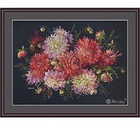 Merejka K-219 Kreuzstich-Set, Dahlien, Baumwolle, mehrfarbig, 30 x 40 cm
