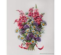 Merejka K-95 Der Feldblumenstrauß Zählmuster Kreuzstichset, Baumwolle, mehrfarbig, 28x20 cm