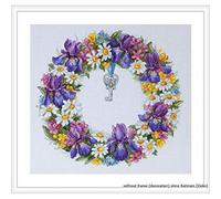 Merejka Kranz mit Iris Stickpackung Kreuzstich, Baumwolle, mehrfarbig, 25 x 26 cm