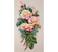 Merejka Weinlese-Rosen Aida Zählmuster Kreuzstichset, Baumwolle, Mehrfarbig, 15x29 cm