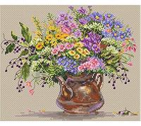 Merejka Wilde Blumen Stickpackung Kreuzstich, Baumwolle, mehrfarbig, 24 x 20 cm