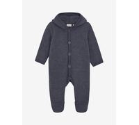 Merino Ganzkörper-Overall mit Kapuze mit Öhrchen zum Knöpfen grau Odyssey Gray Melange Fixoni Größe: 74