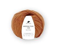 Merino Pur 125 Retro Strickgarn, 100% Extrafeine Merinowolle, Handgefärbt, Ton-in-Ton Farbverlauf (127 ziegel mel.)