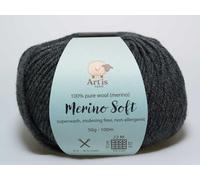 Merino Soft Art'is Yarn 100% Wolle, Mulesing-frei & Superwash (50g / 120m) (901 dunkles melange-grau)