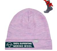Merino.tech 100% Merino Mütze - Unisex Beanie aus Merinowolle - Warm, Weich & Atmungsaktiv für Herren und Damen (Heather Lilac, Small-Medium)