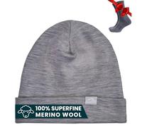 Merino.tech 100% Merino Mütze - Unisex Beanie aus Merinowolle - Warm, Weich & Atmungsaktiv für Herren und Damen (Grey Melange, Large-XLarge)