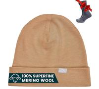Merino.tech 100% Merino Mütze - Unisex Beanie aus Merinowolle - Warm, Weich & Atmungsaktiv für Herren und Damen (Camel, Large-XLarge)