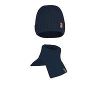 Merino Wollmütze und Halswärmer Kinder Set Herbst und Winter Warm Mütze Weich Atmungsaktiv Baby Beanie und Schal Alternative für Kleinkinder und Kinder (Dunkelblau, 4-7 Jahre)