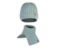 Merino Wollmütze und Halswärmer Kinder Set Herbst und Winter Warm Mütze Weich Atmungsaktiv Baby Beanie und Schal Alternative für Kleinkinder und Kinder (Dust Mint, 4-7 Jahre)