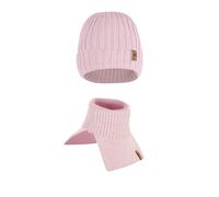 Merino Wollmütze und Halswärmer Kinder Set Herbst und Winter Warm Mütze Weich Atmungsaktiv Baby Beanie und Schal Alternative für Kleinkinder und Kinder (Dust Pink, 4-7 Jahre)