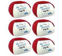 Merinowolle Baby - Merino Baby Big Kirsche (Fb 8025) - 6 Knäuel Babywolle rot + GRATIS Label - Baby Merino Wolle rot - weiche Baby Wolle - 100% Merino - 25g/85m - Nadelstärke 4mm - Myoma Babywolle