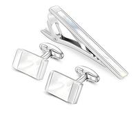 Merit Ocean Klassische Manschettenknöpfe und Krawattennadel Set für Herren Manschettenknöpfe, französisches Kleid, Hemden mit Geschenkbox ordinary Weiß