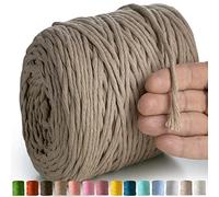 MeriWoolArt® Makramee Garn Beige - Makramee Garn 4mm farbig 225m - Super weiches Baumwollgarn, einfach gedrehte Makramee Schnur für Makramee Wandbehang, Blumenampel, Vorhang und Mehr DIY Deco