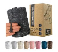 MeriWoolArt® Makramee Garn Grau - Makramee Garn 3mm farbig 200m - Super weiches Garn, einfach gedrehte Makramee Schnur - Öko-Tex 96% recyceltes Baumwollgarn farbig - DIY Boho Deko Makramee