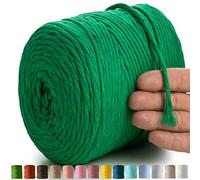 MeriWoolArt® Makramee Garn Grün - Makramee Garn 4mm farbig 225m - Super weiches Baumwollgarn, einfach gedrehte Makramee Schnur für Makramee Wandbehang, Blumenampel, Vorhang und Mehr DIY Deco