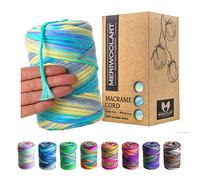 MeriWoolArt® Makramee Garn - Makramee Garn 3mm farbig 200m - Super weiches Garn, einfach gedrehte Makramee Schnur - Öko-Tex 100% recyceltes Baumwollgarn farbig - DIY Boho Deko Makramee
