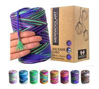 MeriWoolArt® Makramee Garn - Makramee Garn 3mm farbig 200m - Super weiches Garn, einfach gedrehte Makramee Schnur - Öko-Tex 100% recyceltes Baumwollgarn farbig - DIY Boho Deko Makramee