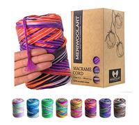 MeriWoolArt® Makramee Garn - Makramee Garn 3mm farbig 200m - Super weiches Garn, einfach gedrehte Makramee Schnur - Öko-Tex 100% recyceltes Baumwollgarn farbig - DIY Boho Deko Makramee