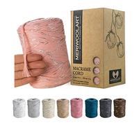 MeriWoolArt® Makramee Garn Rosa - Makramee Garn 3mm farbig 200m - Super weiches Garn, einfach gedrehte Makramee Schnur - Öko-Tex 96% recyceltes Baumwollgarn farbig - DIY Boho Deko Makramee