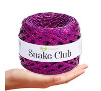 MeriWoolArt® Metallic T-Shirt Textilgarn - 100% Polyester, Leder-Look, 6-8 mm x 55 m, ideal zum Stricken von Taschen, Geldbörsen, Accessoires, glänzendes Effektgarn