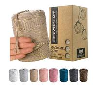 MeriWoolArt® Premium Makramee Garn Beige - Baumwollgarn 3mm x 200m - Super weiches Garn, einfach gedrehte Makramee Schnur - Öko-Tex 96% recyceltes Baumwolle für DIY Boho Deko Handwerk