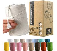 MeriWoolArt® Premium Makramee Garn Natur - Makramee Baumwollgarn 3mm x 200m - Super weiches Garn, einfach gedrehte Makramee Schnur - 100% Baumwolle für DIY Boho Deko Handwerk