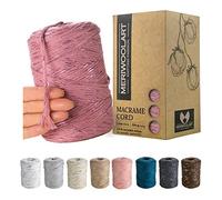 MERIWOOLART Premium Makramee Garn Pflaume - Baumwollgarn 3mm x 200m - Super weiches, einfach gedrehte Schnur - Öko-Tex 96% recyceltes Baumwolle für DIY Boho Deko Handwerk