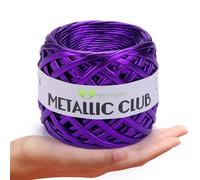 MeriWoolArt® Premium Metallic T-Shirt Garn, 100% Qualitäts-Polyester, Leder-Look Garn zum Stricken, 6-8 mm x 55 m Textilgarn für Taschengarn, Geldbörsengarn, Glänzendes Garn, Accessoires-Garn