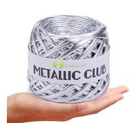 MeriWoolArt® Premium Metallic T-Shirt Garn, 100% Qualitäts-Polyester, Leder-Look Garn zum Stricken, 6-8 mm x 55 m Textilgarn für Taschengarn, Geldbörsengarn, Glänzendes Garn, Accessoires-Garn