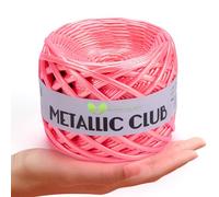 MeriWoolArt® Premium Metallic T-Shirt Garn, 100% Qualitäts-Polyester, Leder-Look Garn zum Stricken, 6-8 mm x 55 m Textilgarn für Taschengarn, Geldbörsengarn, Glänzendes Garn, Accessoires-Garn