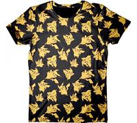 Meroncourt Herren T-Shirt Pikachu All Over Print, Gr. Medium, Schwarz (Black)