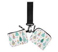 Merry Christmas Tree and Gift Damen Dual Wallets Visitenkartenetuis Kompakte Größe Kreditkartenetui Organizer mit Reißverschluss Münzfach für Frauen 2 Packungen, Frohe Weihnachtsbaum und Geschenk, 1