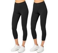 Merry Style 2er Pack Damen Leggings 3/4 aus Baumwolle mit Stretch - Leichte Capri Leggings Damen aus atmungsaktiver, elastischer Baumwolle, ideal für Yoga Sport MS10-199