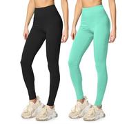 Merry Style 2er Pack Leggings Damen Baumwolle für das ganze Jahr Bequeme Leggings Blickdicht Damen Ideal für Yoga Sport Gym und Freizeit MS10-198 MS10-198 (Schwarz/Minze, S)
