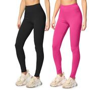 Merry Style 2er Pack Leggings Damen Baumwolle für das ganze Jahr Bequeme Leggings Blickdicht Damen Ideal für Yoga Sport Gym und Freizeit MS10-198 MS10-198 (Schwarz/Rosa, XL)