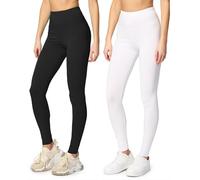 Merry Style 2er Pack Leggings Damen Baumwolle für das ganze Jahr Bequeme Leggings Blickdicht Damen Ideal für Yoga Sport Gym und Freizeit MS10-198 MS10-198 (Schwarz/Weiß, M)